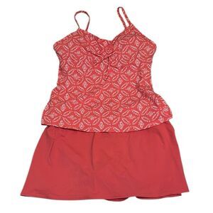 Lands’ End 2 piece Coral Tankini / skirtini set, 10